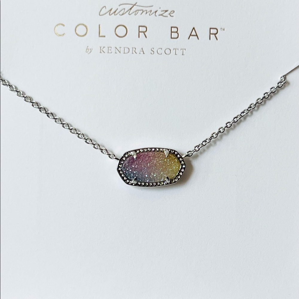 Kendra Scott Elisa Pink Watercolor Drusy pendant necklace in Silver color